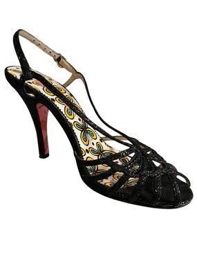 Women's Betsey Johnson Black Strappy Slingback Sandals Size 7.5